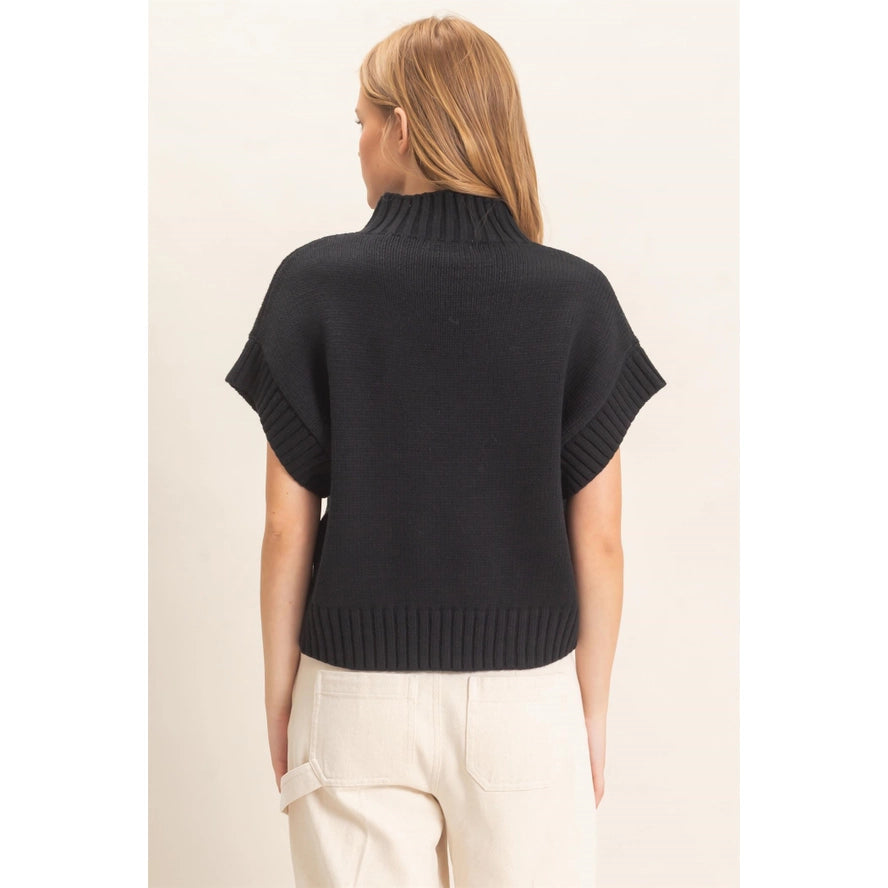 Ribbed Mock Neck Sweater Vest