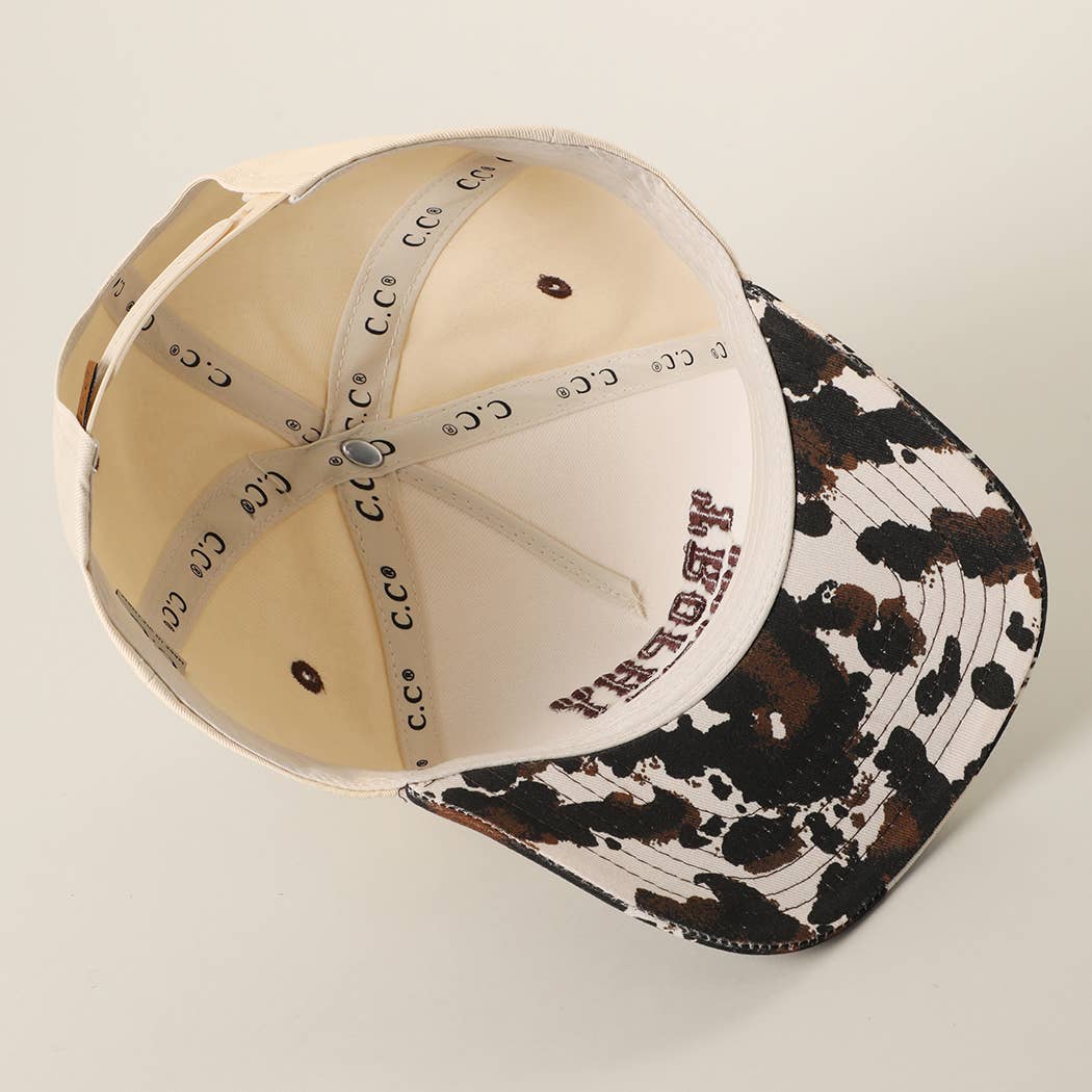 TROPHY WIFE 3D Embroidered Cow Print Brim Trucker Hat