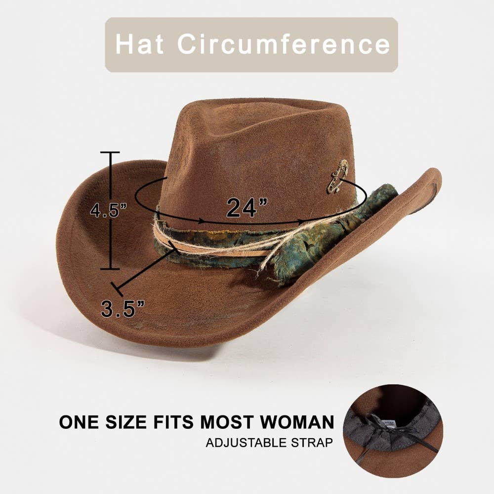 Vintage Safety Pin And Strap Western Cowboy Hat