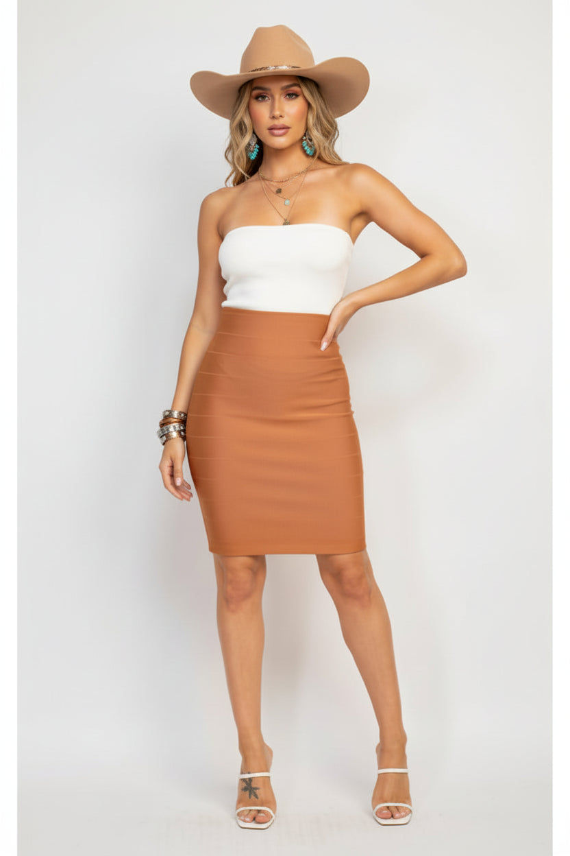 PINCIL SKIRT COPPER