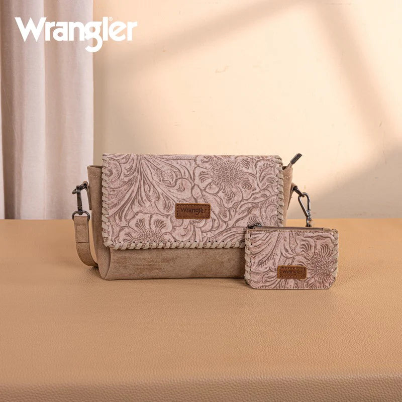 Wrangler Vintage Floral Printed Crossbody Bag with Small Pouch