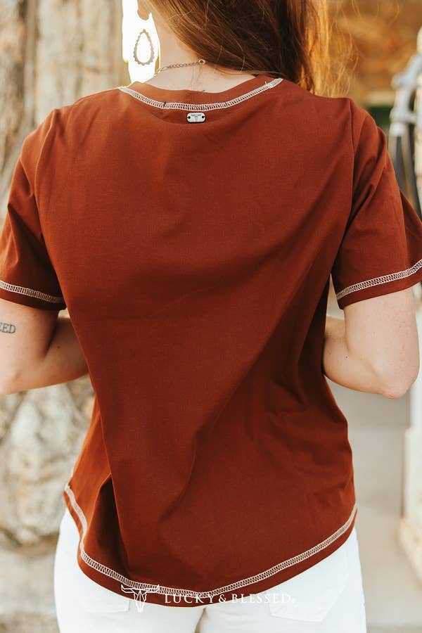 Brown Wild Heart Snaffle Embroidered Short Sleeve Tee
