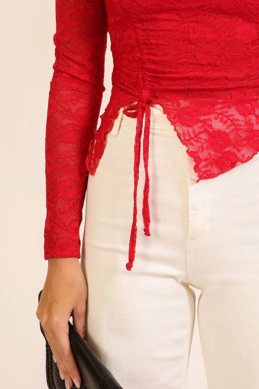 Romance Lace Drawstring Top