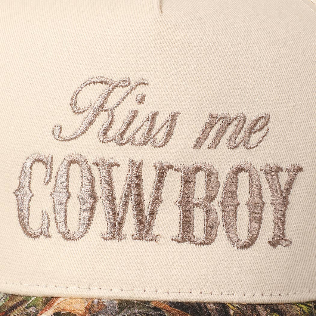 Kiss Me Cowboy Embroidery Two-Tone Cap