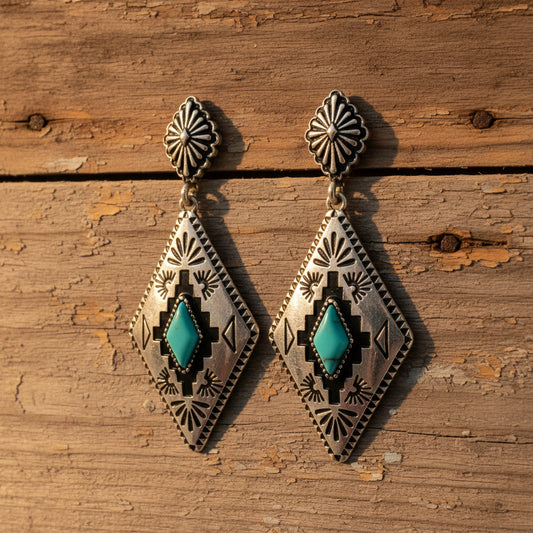 Aztec Diamond Pendant Earrings