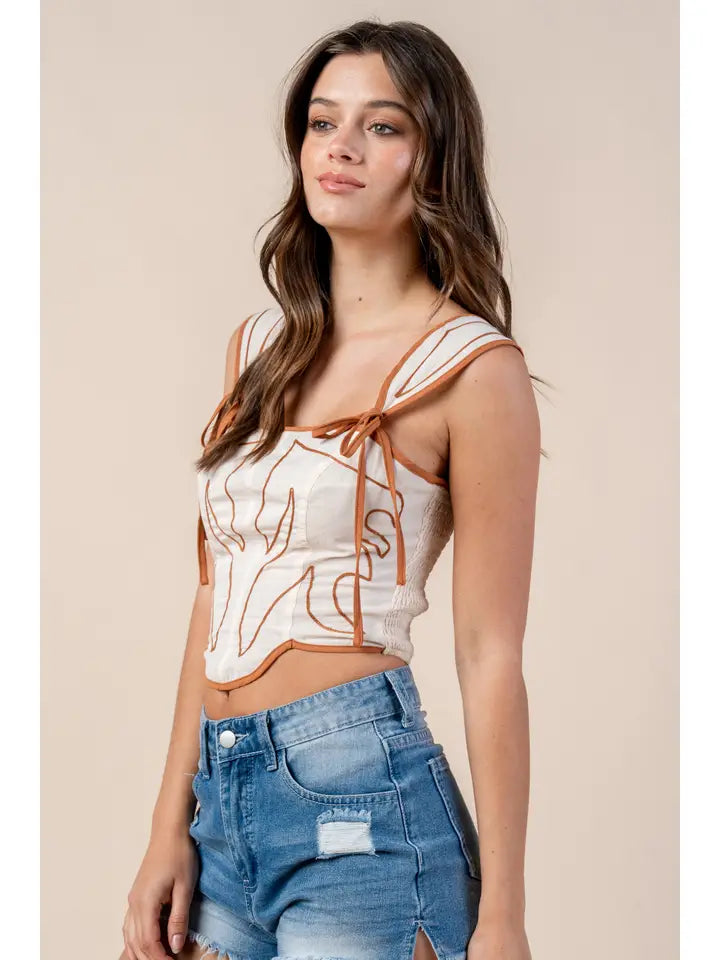 Embo Detail Crop Top