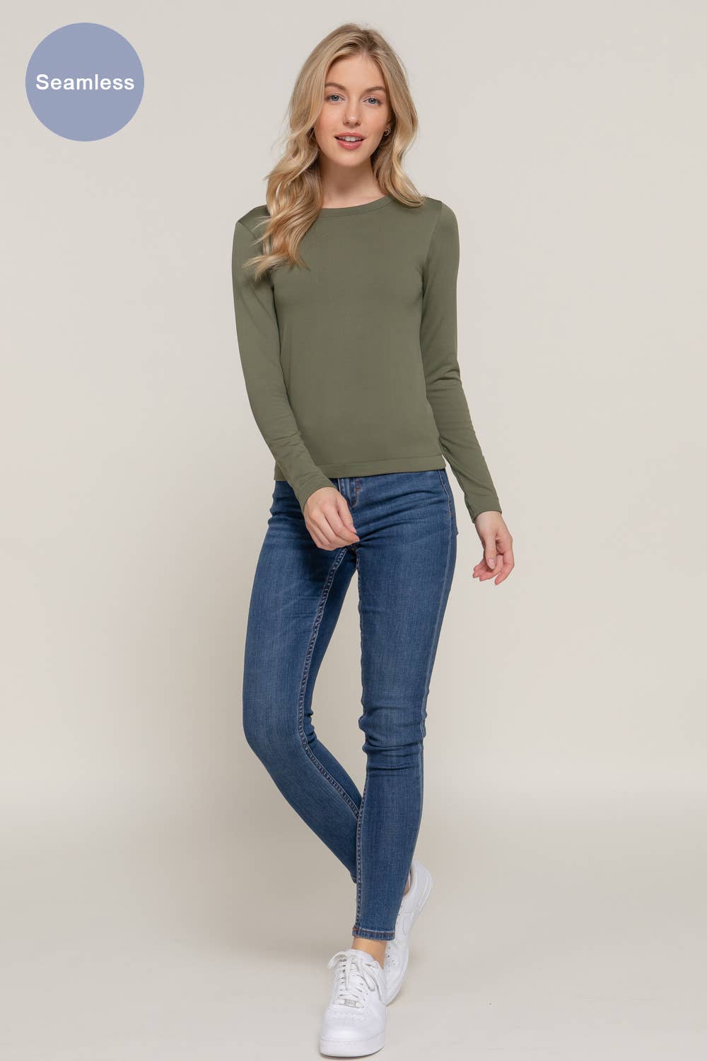 Long Sleeve Crew Neck Inner Fur Seamless Top