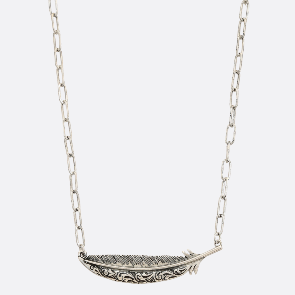 WESTERN STYLE FEATHER PENDANT METAL NECKLACE, SN 0208