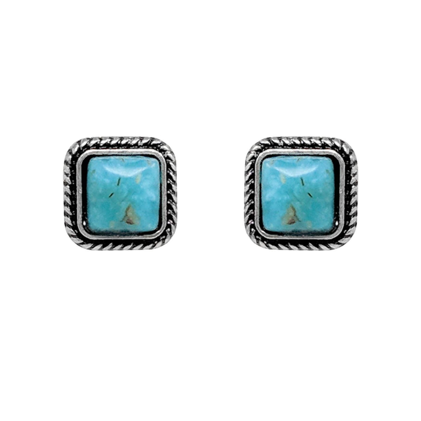 Western Navajo Turquoise Square Earrings