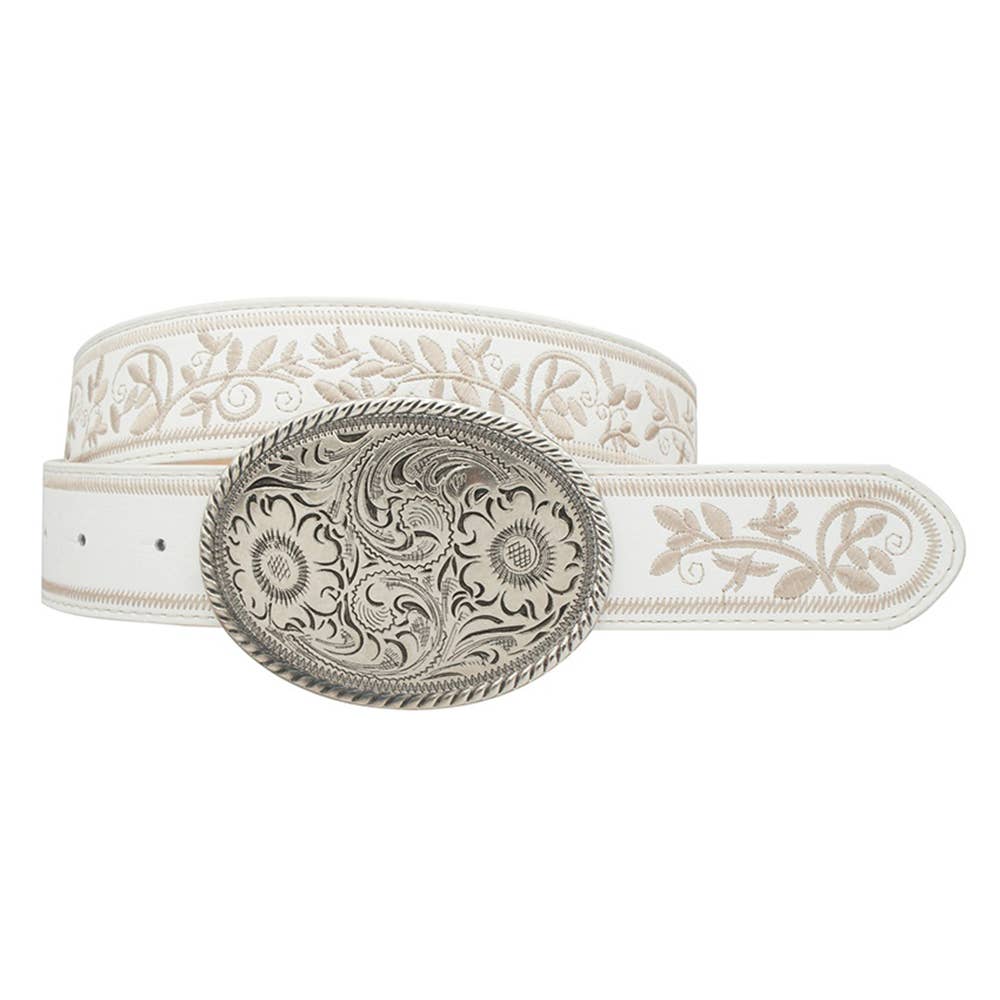 EMBROIDERED STRAP OVAL BUCKLE BELT, IW 36004ASL
