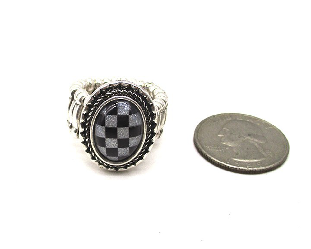 WESTERN CHECKER ROUND WIDE RING, SR 0478
