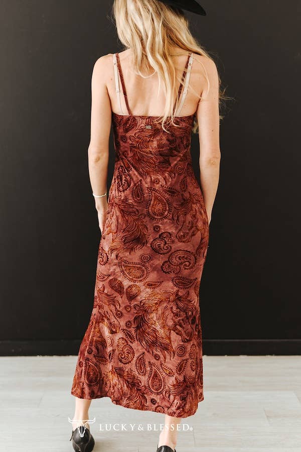 Paisley Western Printed Spaghetti Strap Dress