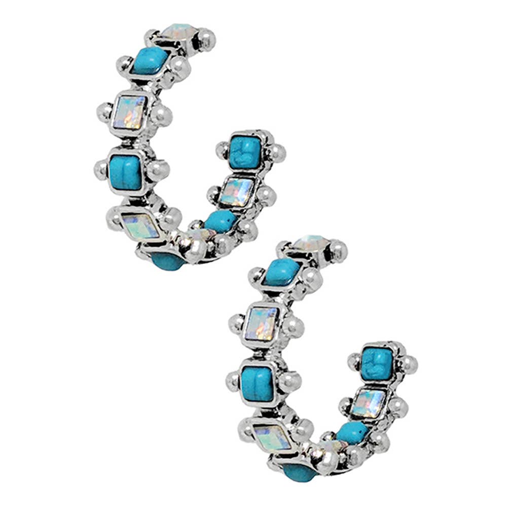 WESTERN RHINESTONE HOOP EARRING, AE 7389