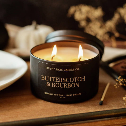Butterscotch & Bourbon Fall Soy Candle - 12 oz Double Wick
