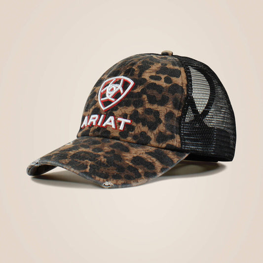 Embossed logo cheetah print cap