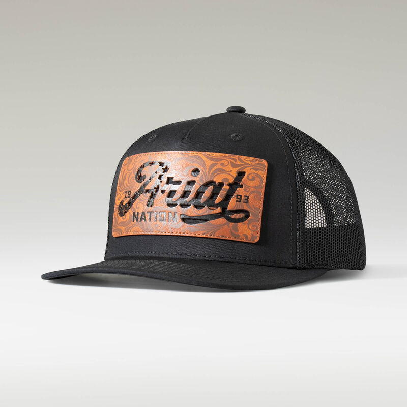Ariat Mens Cap Faux Leather Patch Black