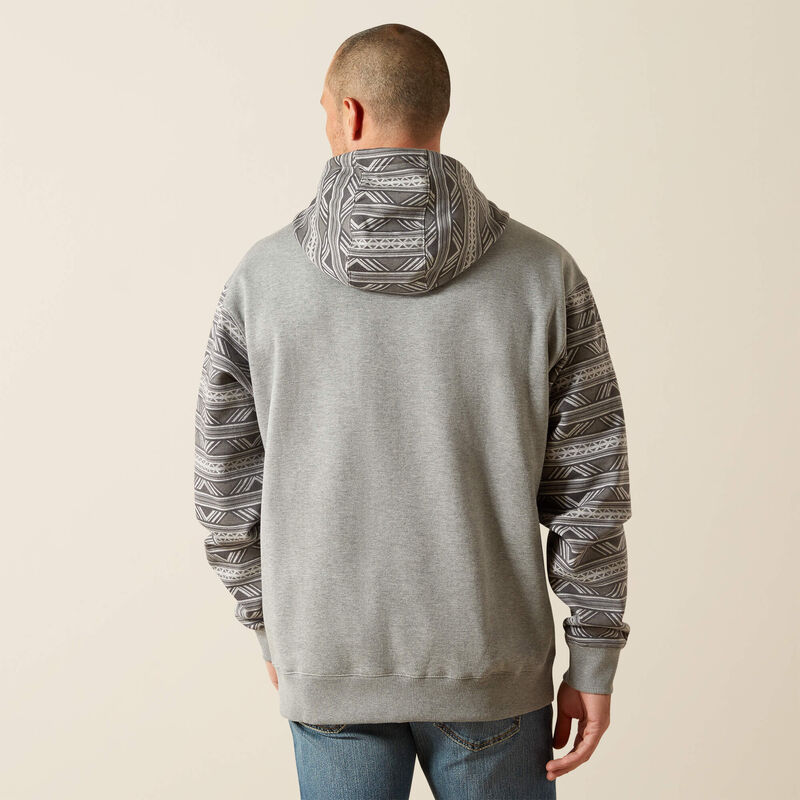Southwestern Color Block Hoodie/GREY GEO SERAPE