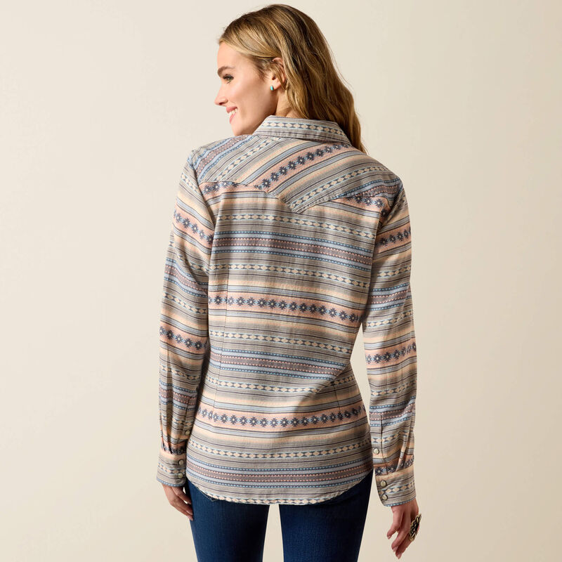 Arizona Western Snap Shirt-OMBRE BLUE SOUTHWEST