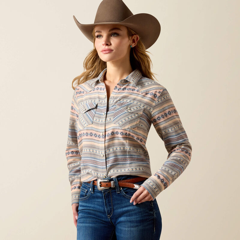 Arizona Western Snap Shirt-OMBRE BLUE SOUTHWEST