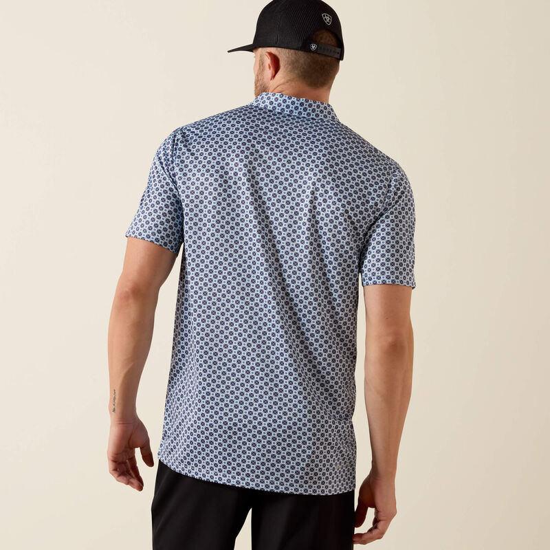 All Over Print Fitted Polo-WHITE MEDALLION PRINT
