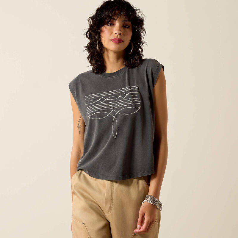 Dallas Cropped T-Shirt/CHARCOAL MINERAL WASH