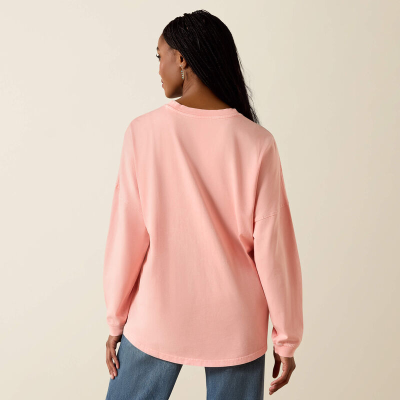Canvas Oversized Long Sleeve T-Shirt-PEACH AMBER