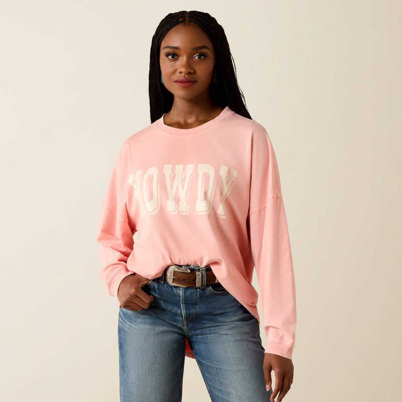 Canvas Oversized Long Sleeve T-Shirt-PEACH AMBER