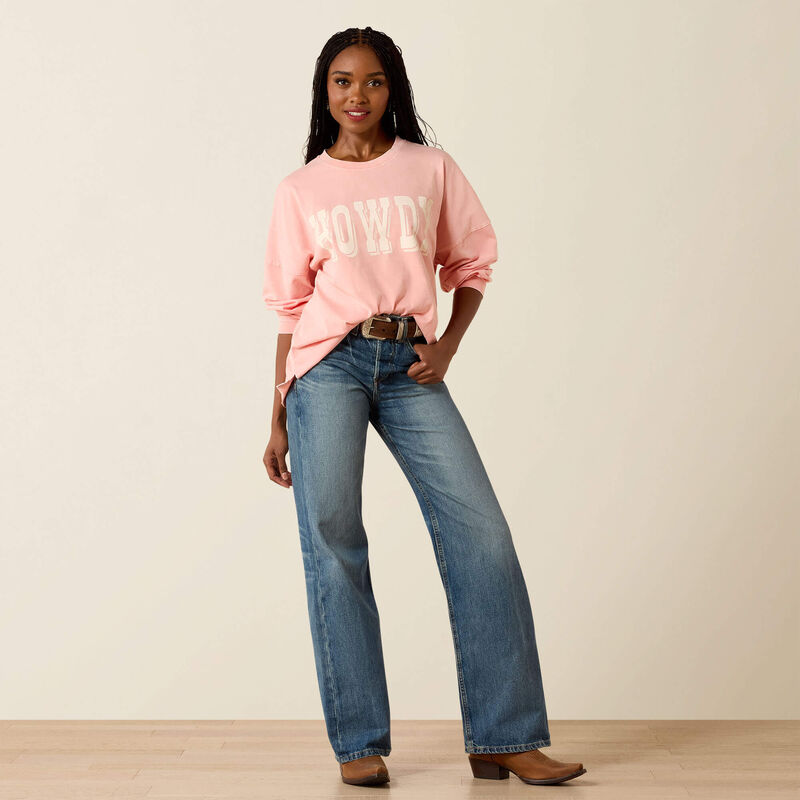 Canvas Oversized Long Sleeve T-Shirt-PEACH AMBER