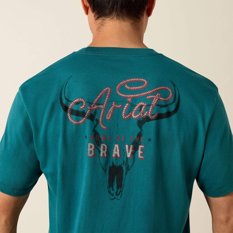 Ariat Cattle Skull Freedom Classic Fit T-Shirt-MEDITERRANEAN