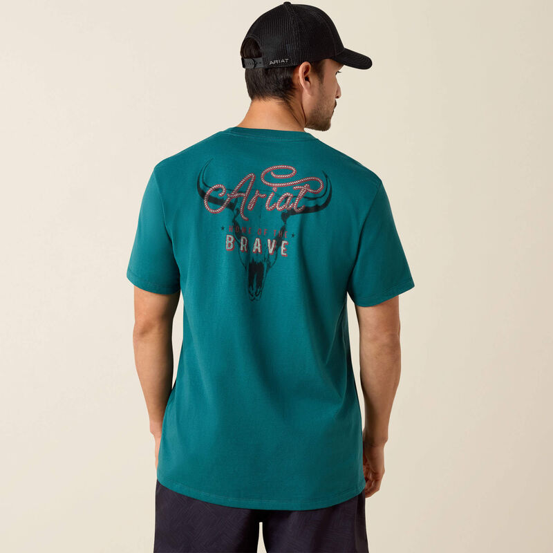 Ariat Cattle Skull Freedom Classic Fit T-Shirt-MEDITERRANEAN