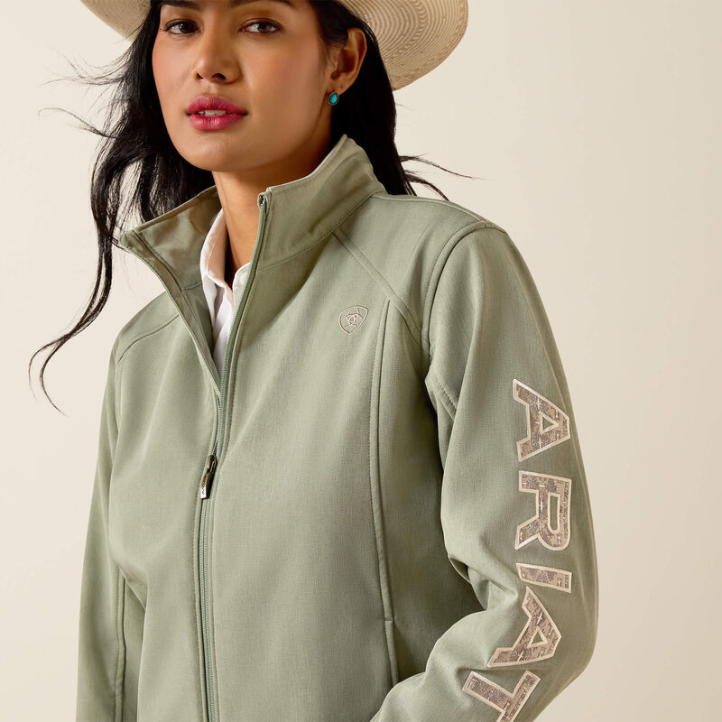 Ariat Logo Softshell Jacket-SEA SPRAY HEATHER