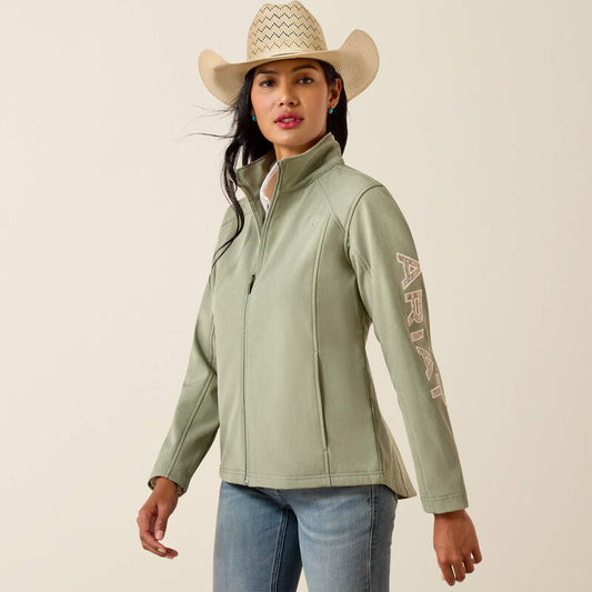 Ariat Logo Softshell Jacket-SEA SPRAY HEATHER