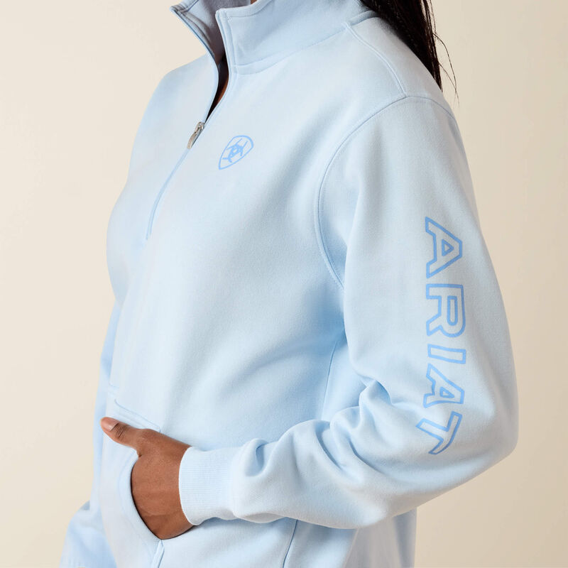 Ariat Logo 1/2 Zip Sweatshirt-NANTUCKET BREEZE