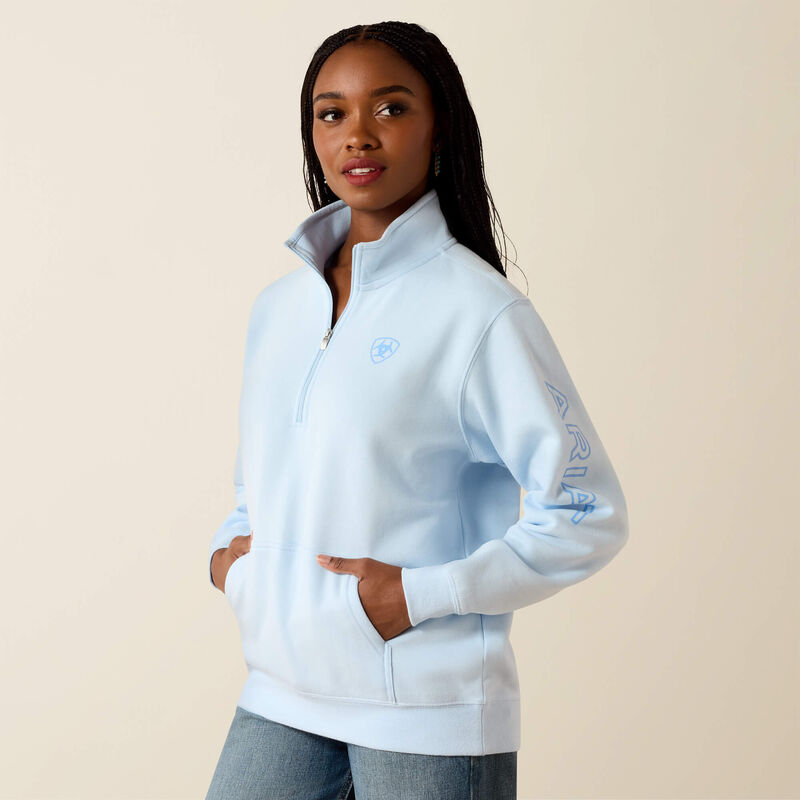 Ariat Logo 1/2 Zip Sweatshirt-NANTUCKET BREEZE
