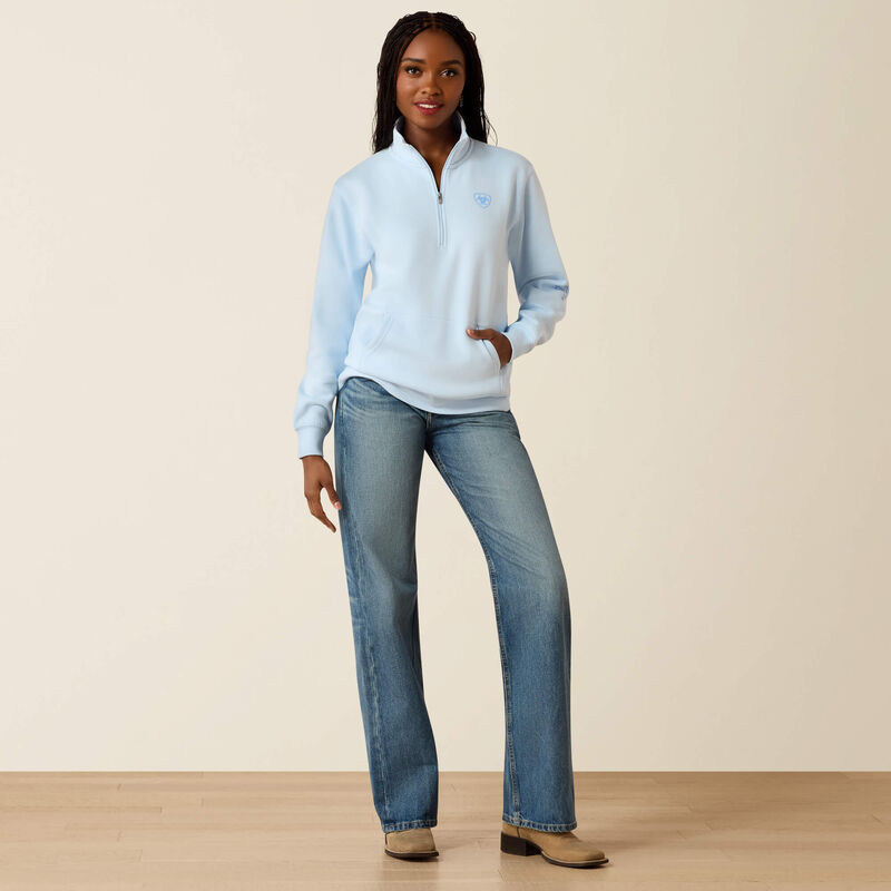 Ariat Logo 1/2 Zip Sweatshirt-NANTUCKET BREEZE