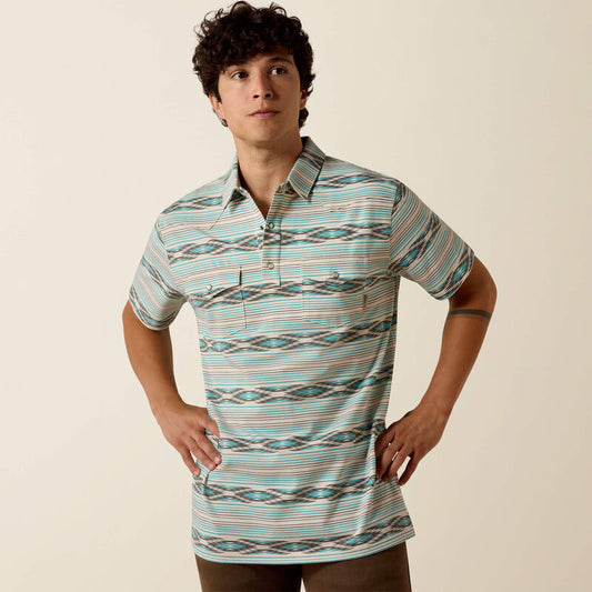 Retro Western Snap Polo-Moonbeam