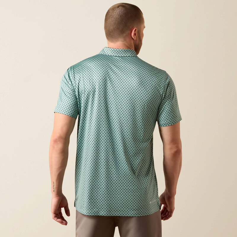 All Over Print Heathered Fitted Polo