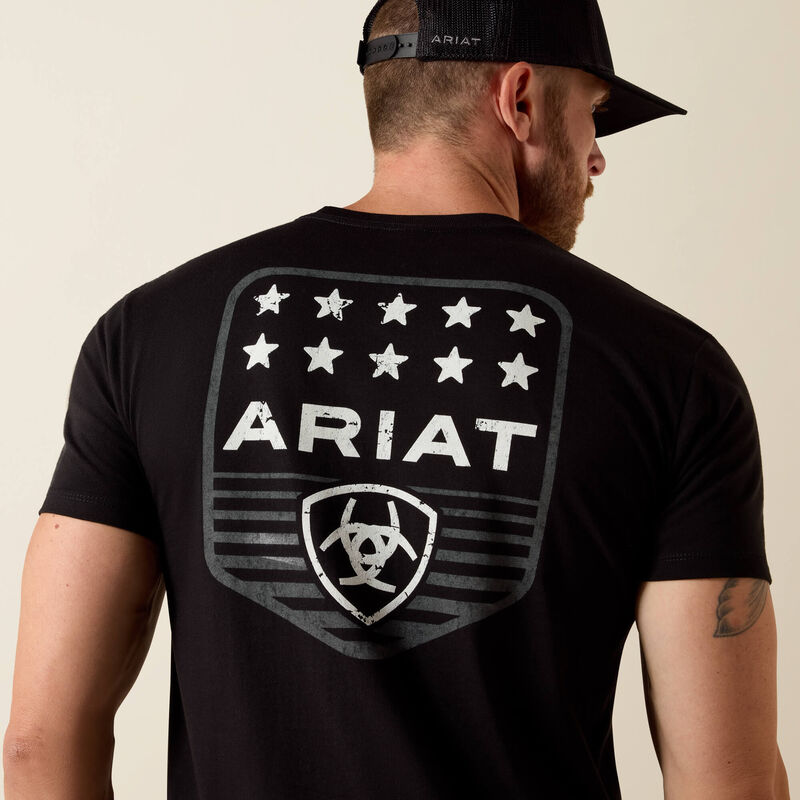 Ariat Stripe Patriotic Badge T-Shirt-BLACK