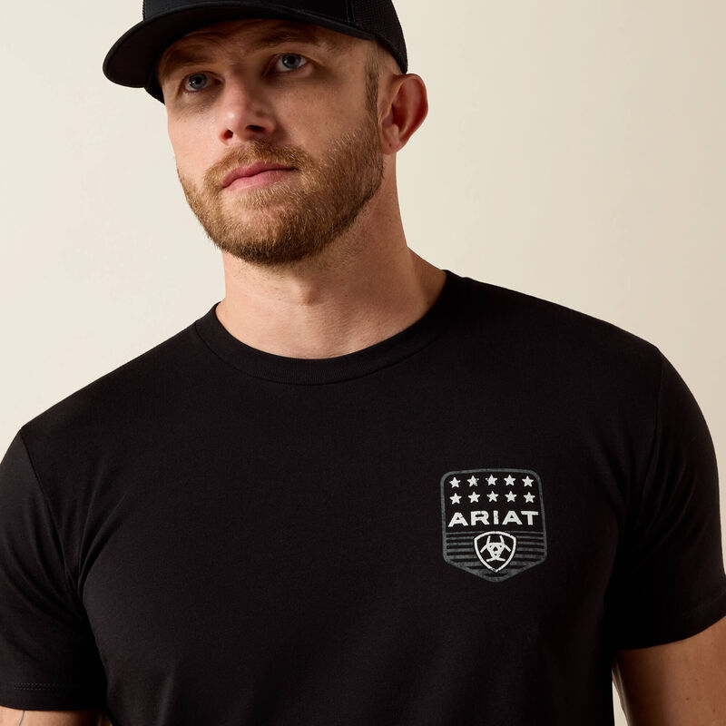 Ariat Stripe Patriotic Badge T-Shirt-BLACK
