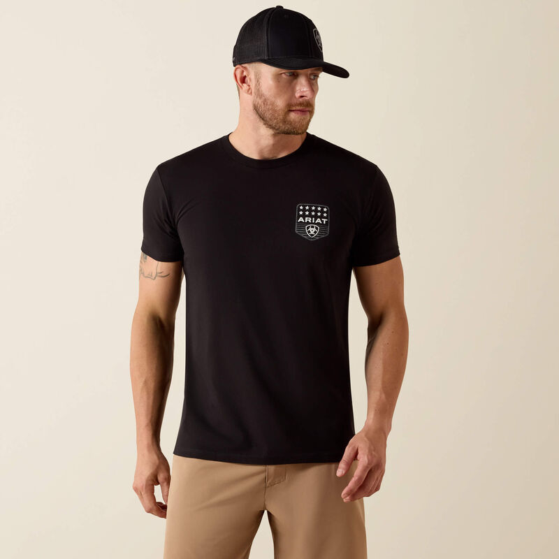 Ariat Stripe Patriotic Badge T-Shirt-BLACK