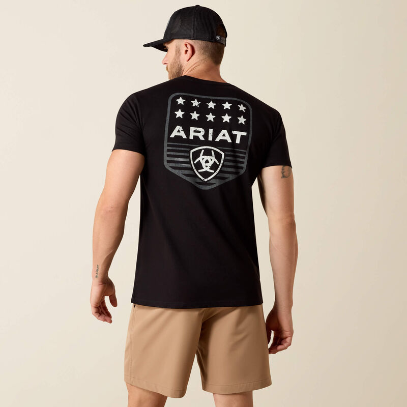 Ariat Stripe Patriotic Badge T-Shirt-BLACK