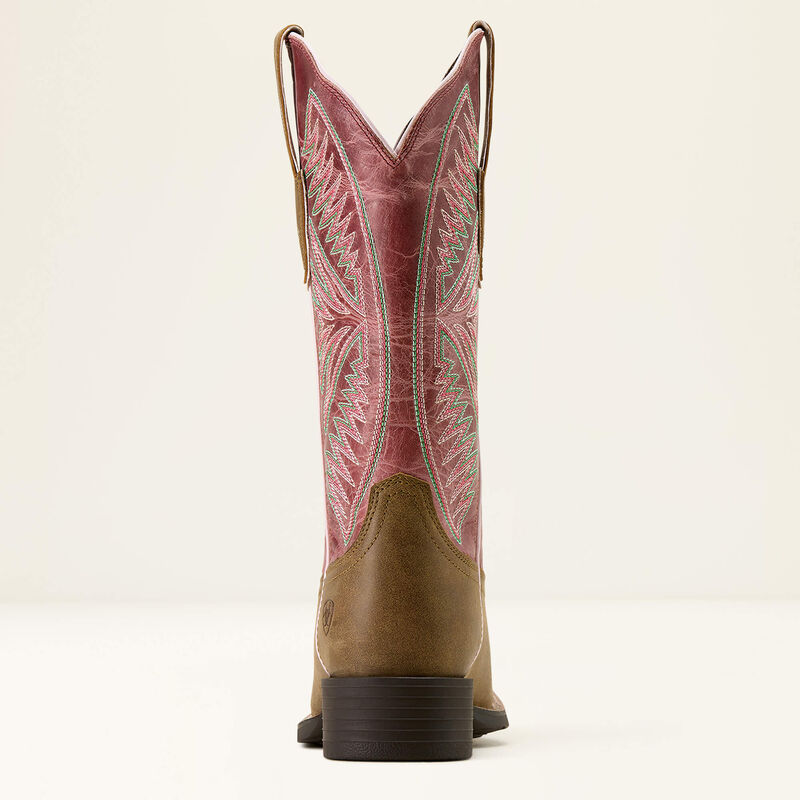 Round Up Ruidoso Wide Square Toe Western Boot-BROWN BOMBER|DUSTY ROSE