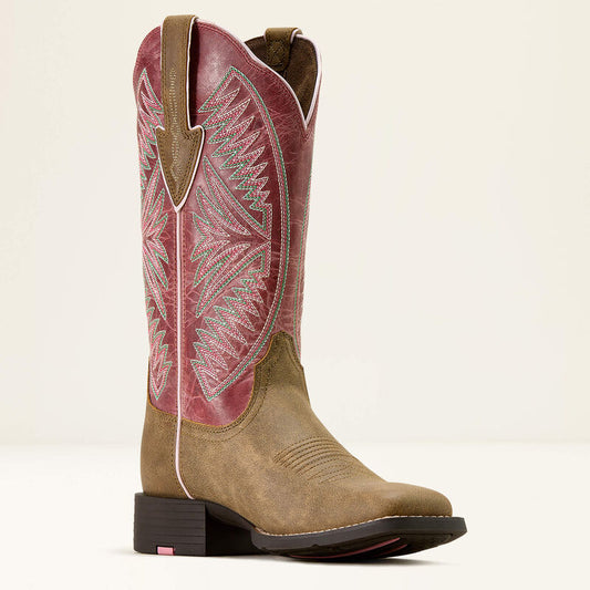 Round Up Ruidoso Wide Square Toe Western Boot-BROWN BOMBER|DUSTY ROSE