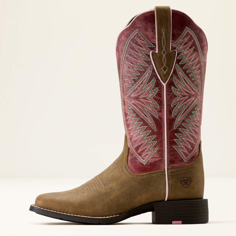 Round Up Ruidoso Wide Square Toe Western Boot-BROWN BOMBER|DUSTY ROSE