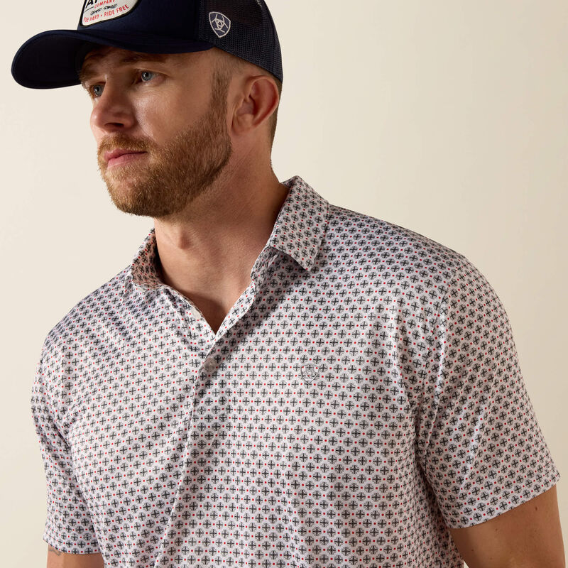 All Over Print Polo-WHITE MULTI MEDALLION PRINT