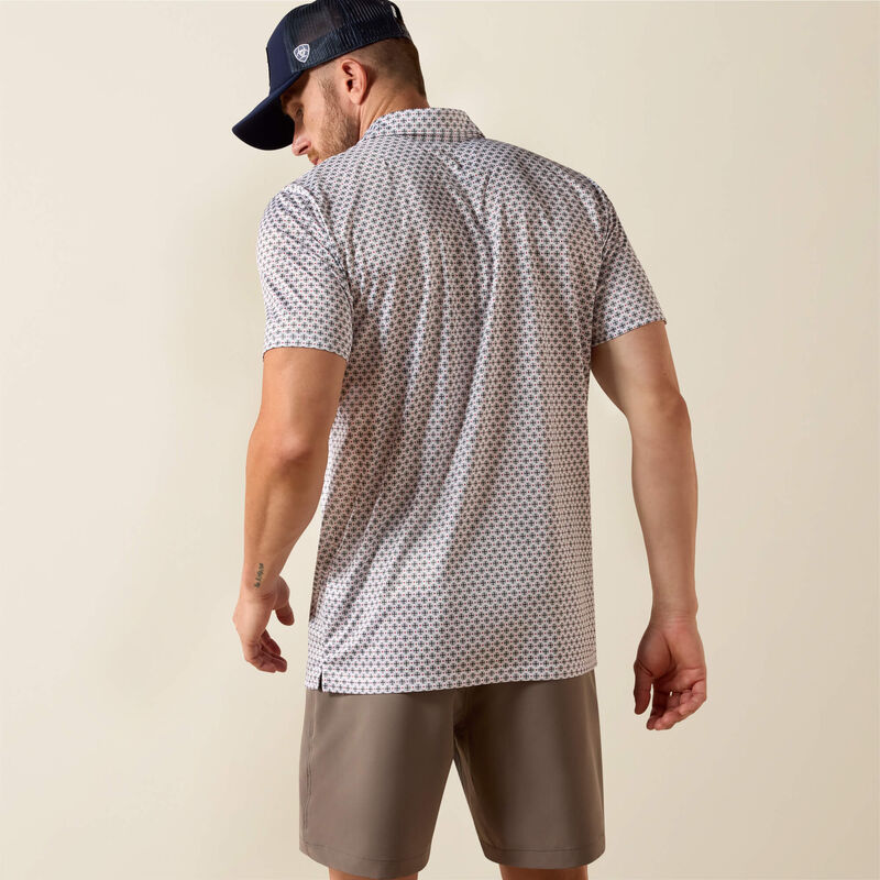 All Over Print Polo-WHITE MULTI MEDALLION PRINT