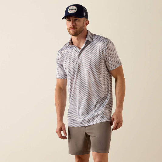 All Over Print Polo-WHITE MULTI MEDALLION PRINT