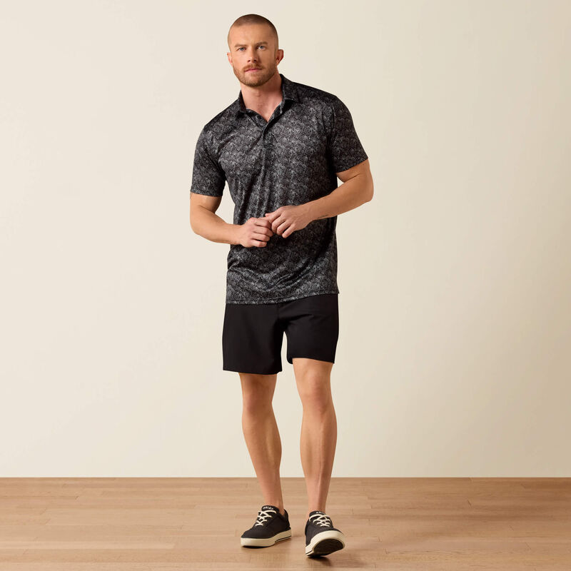 All Over Print Fitted Polo-BLACK PAISLEY PRINT