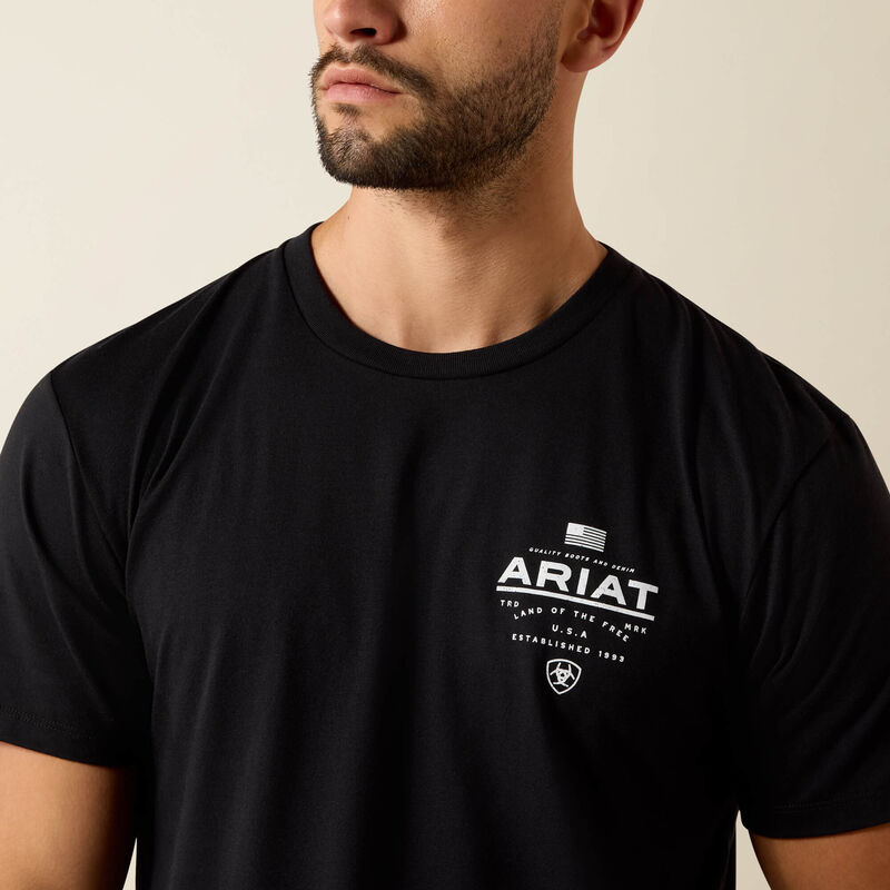 Ariat Lockup Flag Painted T-Shirt-Black