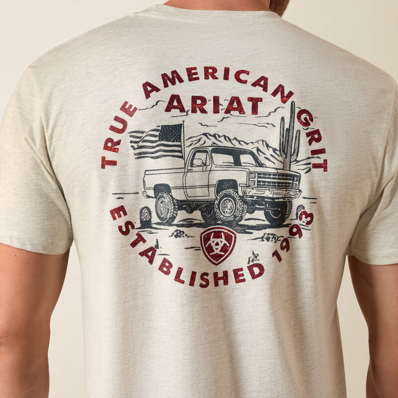 Ariat Trucker Freedom Flag T-Shirt-Oatmeal Heather